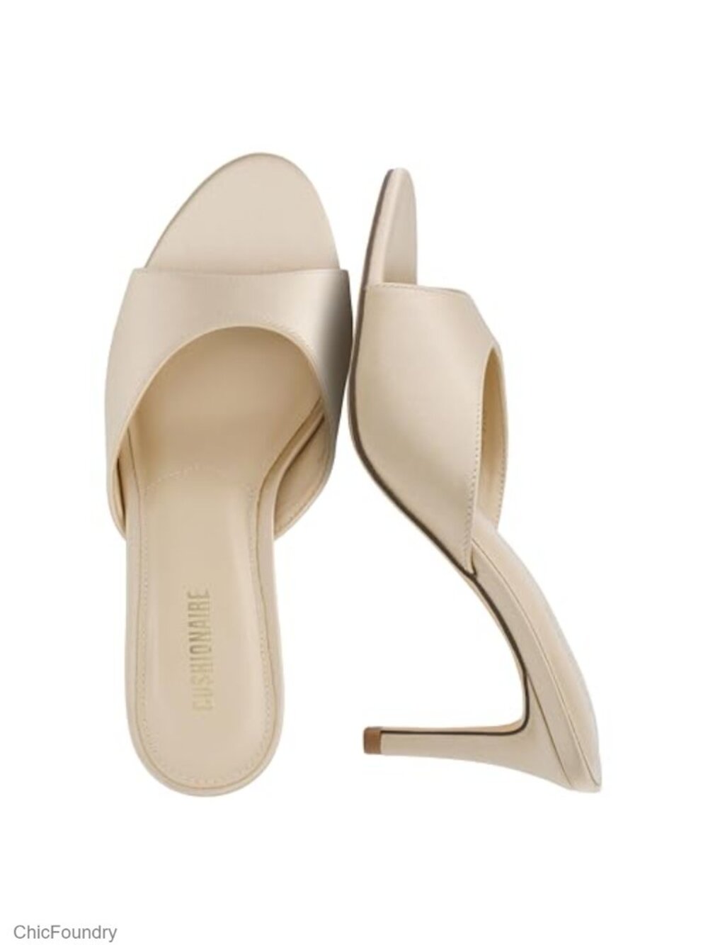 CUSHIONAIRE Elle Womens Mule Heeled Sandal Cushioned Stiletto Open Toe